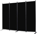 CHOSENM Room Divider, 4 Panel Folding Privacy Screens with Wider Feet, 6 Ft Portable Room Partition for Room Separator, Room Divider Panel 88" W X 71" H, Partition Room Dividers Freestanding，Black