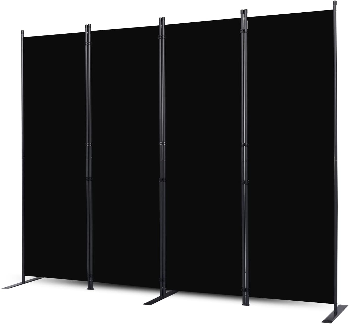 CHOSENM Room Divider, 4 Panel Folding Privacy Screens with Wider Feet, 6 Ft Portable Room Partition for Room Separator, Room Divider Panel 88" W X 71" H, Partition Room Dividers Freestanding，Black