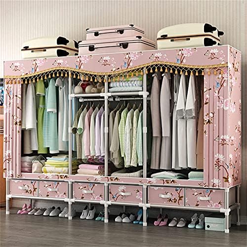 Portable Wardrobe Cloth Wardrobe Large Wardrobe,Simple Portable Wardrobe Multifunction Bedroom Wardrobe Storage Partition Suspension Storage Wardrobe,D,172 * 240 * 45cm Port