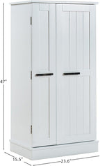 Kitchen Pantry Storage Cabinet with Adjustable Shelves, 47" Tall Free Standing Food Organization Cabinet for Kitchen Dining Room, Compact Space Saving Design for Craft Room