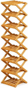 8/9/10-Tier Folding Shoe Rack| Bamboo Wooden Shoe Organizer| Entryway Bedroom Shoe Shelf| Ventilated & Space-Saving