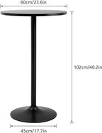 Round Bar Table 40" Height Modern High Top Pub Table with Solid Top & Sturdy Metal Base, Cocktail Table for Bistro, Home, Kitchen or Dining Room, Black