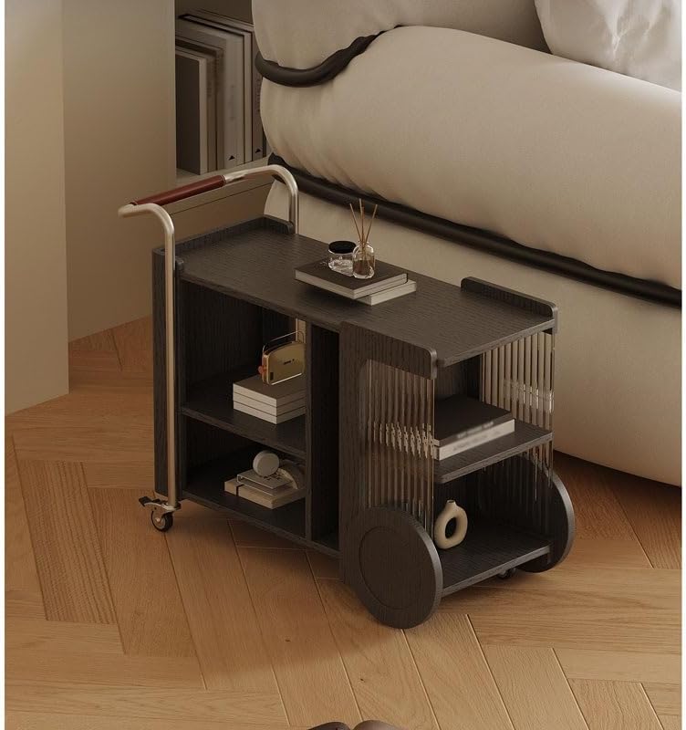 Tiny Side Table Modern Trolley Rack Simple Mobile Side Table Cabinet Home Living Room Leisure Tea Bar