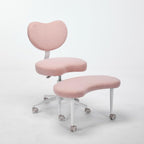Meditation Chair Plus, Cross Legged Chair with Wheels, Black PU, Adjustable Stool - Larger Cushion, Lumbar Support, Flexible Seating for and Comfort (Pink + Teddy)