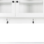 63" W Large Kitchen Hutch Cabinet, Freestanding Pantry Cabinets Storage Kitchen Cupboard with 4 Doors, 4 Drawers & Microwave Shelf, White,15.75 * 62.99 * 74.8