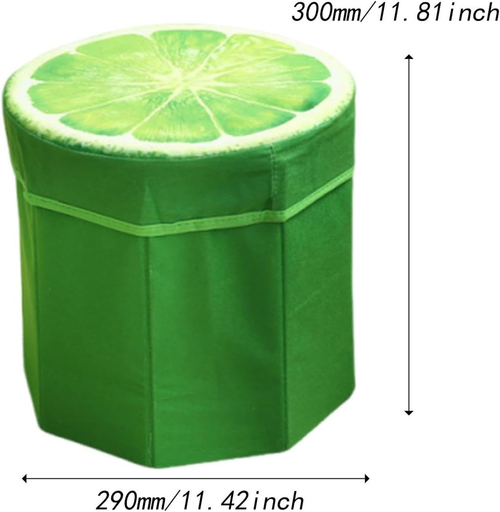 Folding Storage Ottoman Foot Rest Stool Toy Storage Box Seat Chest for Bedroom Office, Lemon