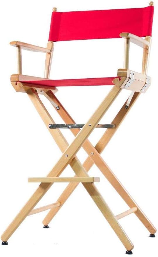 Filmcraft Professional Grade Studio Director's Chairs (30" Bar Height, Natural Finish, Red Canvas)