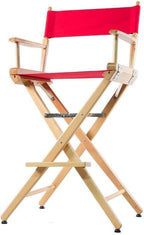 Filmcraft Professional Grade Studio Director's Chairs (30" Bar Height, Natural Finish, Red Canvas)
