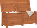 Outdoor Cushion Box Large Storage Bench Solid Fir Wood Garden Deck Organizer 59 Inch Patio Furniture Waterproof Finish Rectangular Trunk