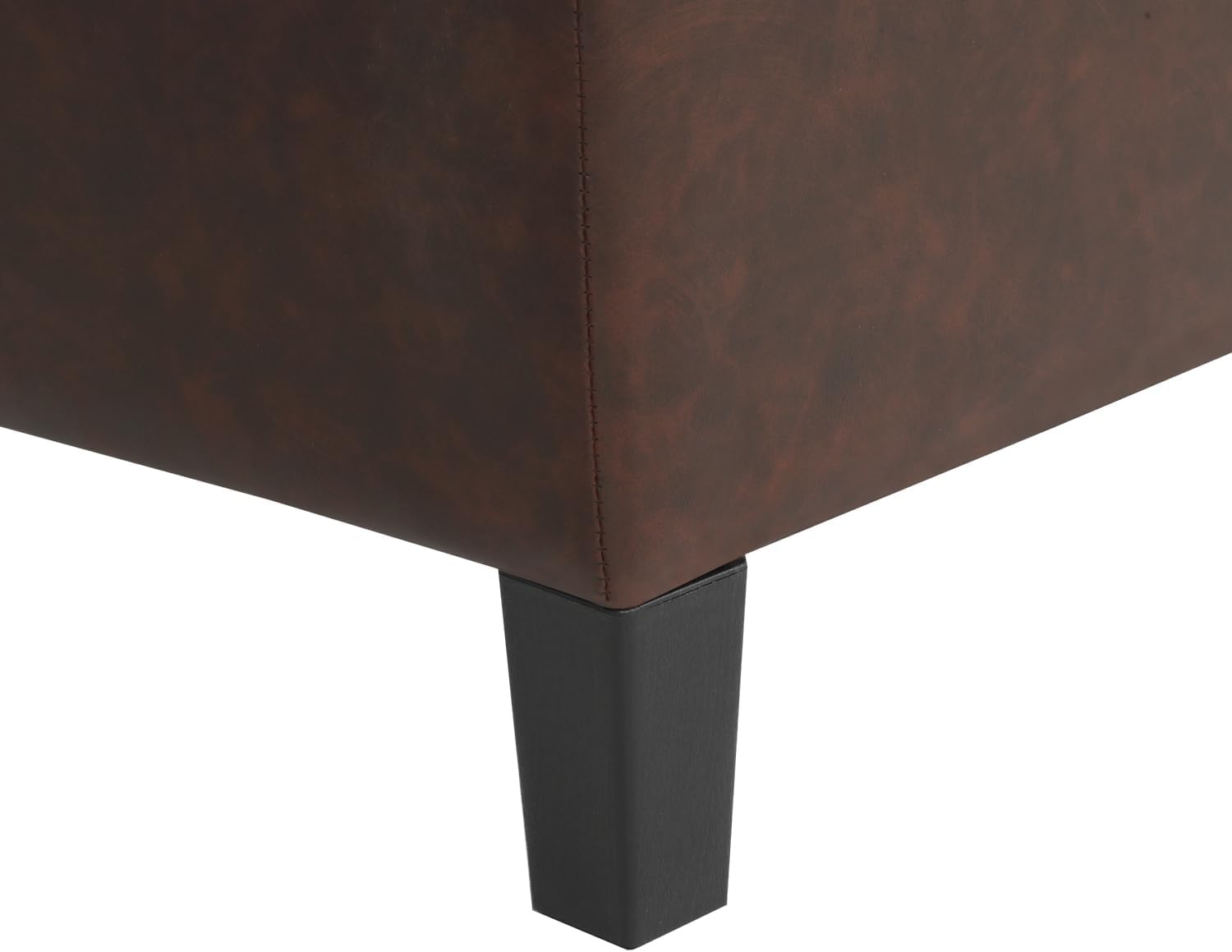Homebeez 42 Inch Faux Leather Storage Ottoman Bench with Lift Top, Modern Rectangular Foot Rest for Living Room, Bedroom, Entryway, End of Bed, Blackened Red
