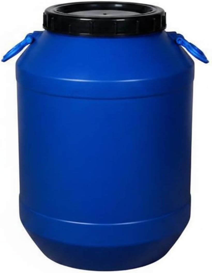 Large Capacity Container Designed for Easy Filling HDPE Material Secure Multiuse Storage Drum Suitable for Kitchens Water Management Bulk Ingredient Storage, Blue, 60L
