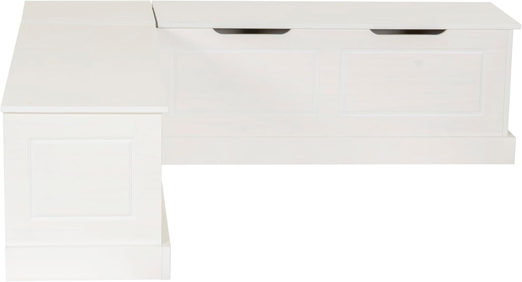 Linon Harris White Solid Pine Backless Nook with Interior Storage