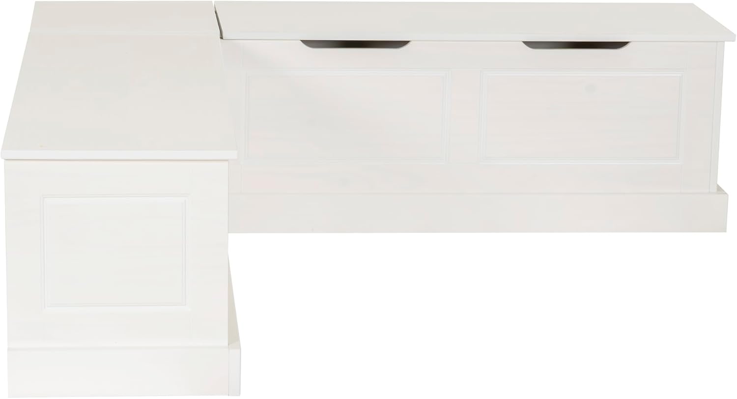 Linon Harris White Solid Pine Backless Nook with Interior Storage