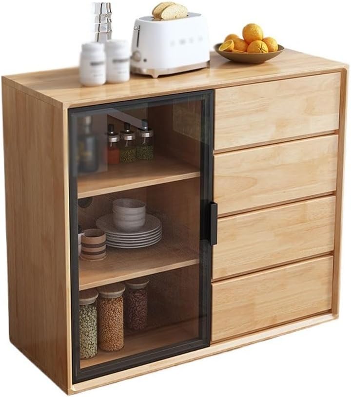 Entryway Cabinet Modern Simple Solid Wood Dining Sideboard Living Room Wall Tea Cabinet Home Kitchen Storage Locker Sideboard Storage Cabinet(A)