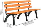 Garden Park Outdoor Bench, Cast Aluminium Frame Wooden Sitting, for Balcony Terrace Leisure Chair Seat(Small)