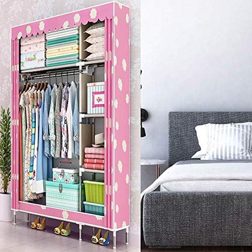 Simple Wardrobe Reinforced Thicken Cloth Sturdy Steel Frame Assembly Oxford Locker Hanging