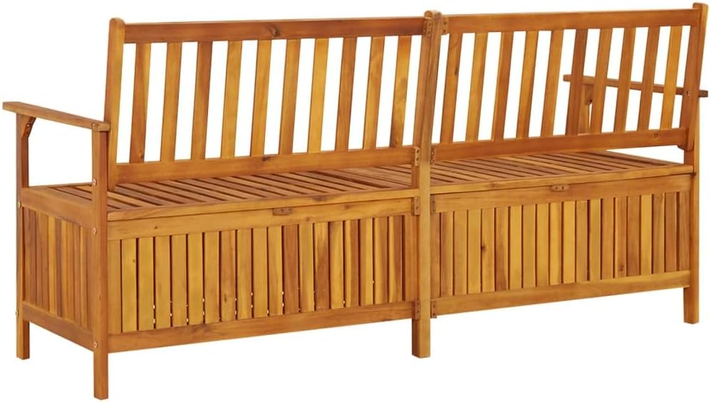 Solid Wood Outdoor Storage Bench, Wooden Deck Box with Seating & Armrest, Patio Organizer with Seat for Garden Porch Deck Backyard Poolside,-910