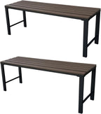 Walnut Outdoor Backless Bench for Garden, Set of 2, Outdoor Bench Weatherproof, Patio Benches for Outdoors, Benches Seat for Backyard, Porch, Plant Stand and Holder
