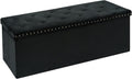Velvet Storage Ottoman Bench, 43.3" Upholstered Tufted Ottoman with Storage, Folding Footrest Bench for Bedroom, Living Room, or Entryway, Black
