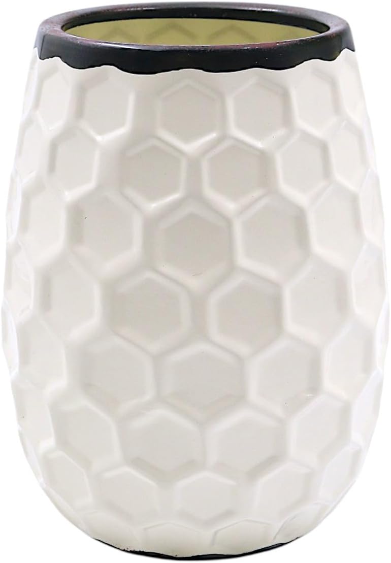 Hosley 7.5” Metal Honeycomb Vase – Decorative Modern Textured Flower Vase for Dried Floral Arrangements, Centerpieces, Tabletop Decor for Home, Wedding, Office