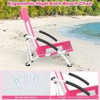 Portable Beach Chair with Detachable Umbrella, Pink, 600D Oxford Fabric, UPF 50+, 330 lbs Capacity, Includes Carry Bag