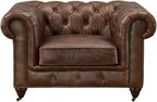 Crafters and Weavers Craftsman Mission Leather Arm Chair in Brown