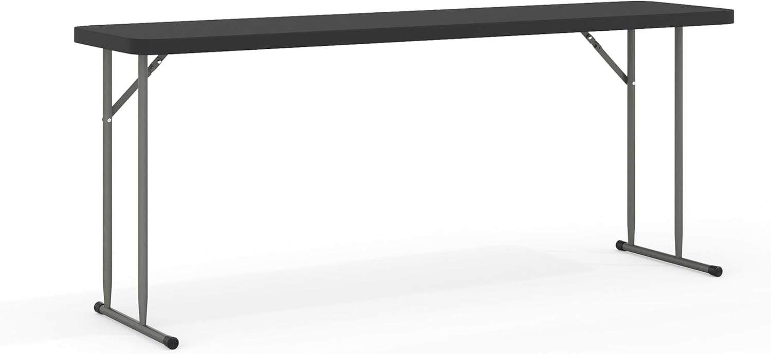 Flash Furniture Kathryn 6' Rectangular Plastic Folding Table, Long Plastic Foldable Table for Indoor/Outdoor Events, Black