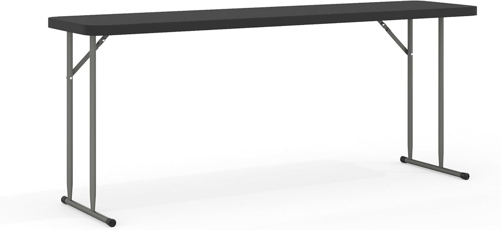 Flash Furniture Kathryn 6' Rectangular Plastic Folding Table, Long Plastic Foldable Table for Indoor/Outdoor Events, Black