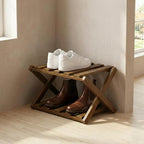 Folding Wooden Shoe Rack, 2-Tier Stackable Shoe Organizer, Natural Wood Shoe Shelf for Entryway, No Assembly Required, Space Saving Footwear Storage Stand for Closet, Bedroom, Living Room