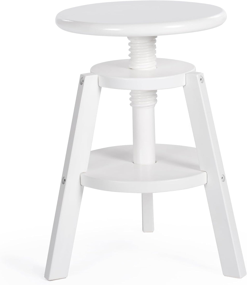 Guidecraft Adjustable Drafting Wooden Stool-White: Drafting Chair for Kids, 16”-18” Inch Toddler Stool for Kids' Art Studio Furniture | Adjustable Height Chair for Drawing, Painting, and Crafting