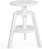 Guidecraft Adjustable Drafting Wooden Stool-White: Drafting Chair for Kids, 16”-18” Inch Toddler Stool for Kids' Art Studio Furniture | Adjustable Height Chair for Drawing, Painting, and Crafting