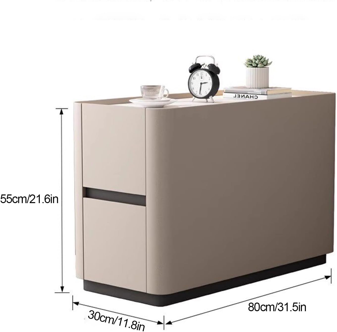 31.5" Leather Sofa Side Table with Storage, Waterproof Narrow end Table with Silent Rails, No Assembly for Living Room Bedroom Office(Gray,31.5x11.8x21.6in)