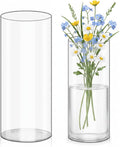 Olrla 2 Pack Transparent Acrylic Flower Vase, Height 7.87'' and 9.8'' Shatter Proof Plastic Cylinder Vase for Flower Arrangement, Wedding Centerpieces, DIY