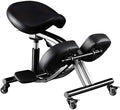 Kneeling Chair with Wheels, Ergonomic Balance Chair for Home and Office，Adjustable Saddle Chair to Improve Your Posture,Comfortable Knees and Footrest,Black,SSS-1459-M