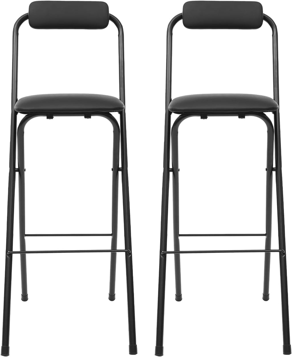 2Pcs Foldable Bar Chair, Tall Folding Chair, Portable Folding Stool Seat Height 29.53in for Outdoor/Indoor Kitchen Home Bar, Assembly Free (Black)