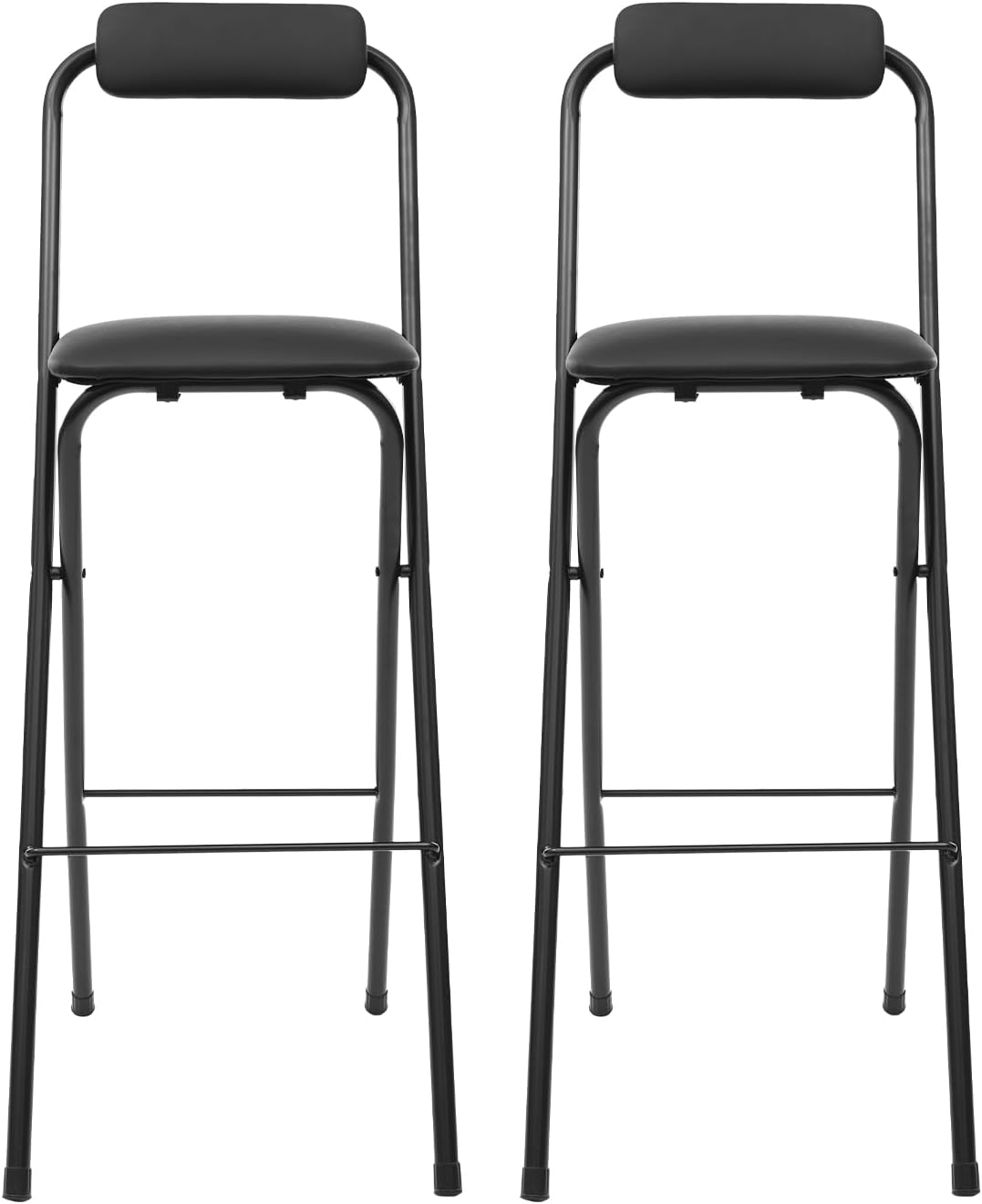 2 Pcs Folding Bar Stool with Backrest, Tall Foldable Stool Chair | Portable Folding Bar Chair for Kitchen Island Shop Cafe Dining Room