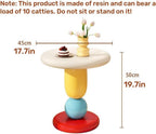 Round Bedside Table, Creative Resin Side Table, Modern Accent Table, Simple Decorative Table, Nightstand, Suitable for Living Room, Bedroom, Hotel(Brown)