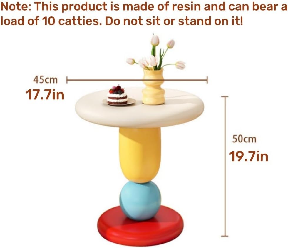 Round Bedside Table, Creative Resin Side Table, Modern Accent Table, Simple Decorative Table, Nightstand, Suitable for Living Room, Bedroom, Hotel(Brown)