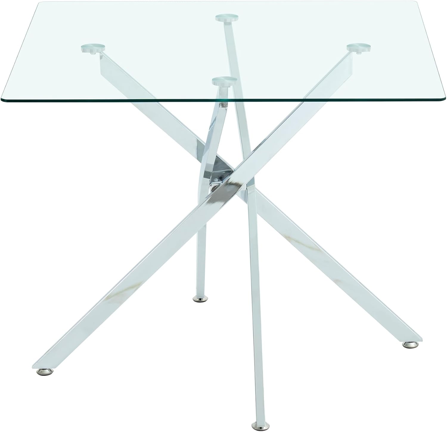 HomVent 36'' Square Glass Dining Table Set for 4,Modern Square Glass Kitchen Table Set for 4, Dining Room Set with Dining Chairs for Kitchen
