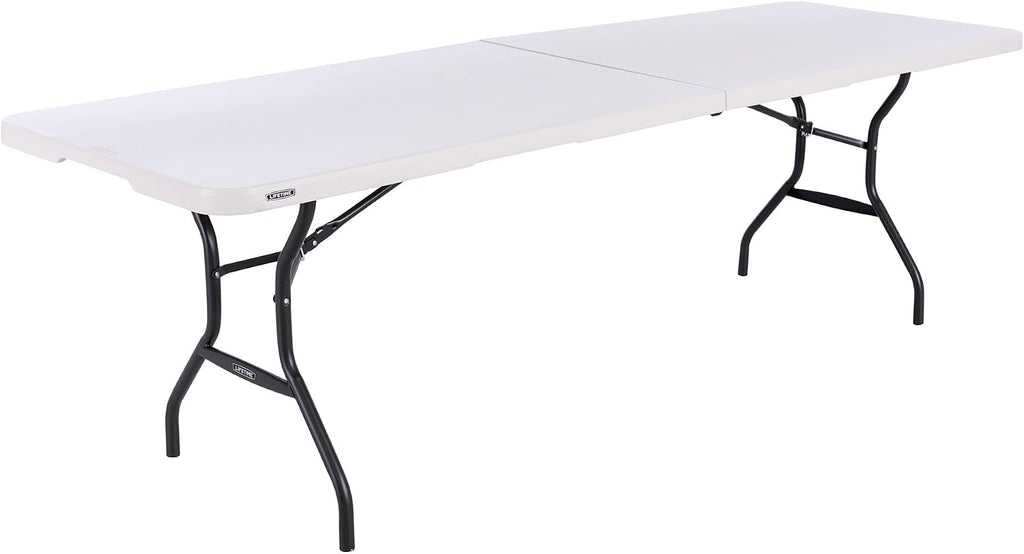 LIFETIME 8-Foot Fold-in-Half Table, Light Commercial, Durable, Portable, Seats 8, Almond