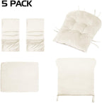 Lucky Monet 5Pcs Glider Rocker Replacement Cushions - Velvet Glider Cushions Replacement Set with Side Storage Pockets, Thick Glider Chair Cushions Washable & Non Slip, Cushion ONLY - Beige
