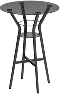 YATINEY Bar Table, 2-Tier Round High Top Table, Pub Table, Home Bar Counter Height, Bistro Tables, for Kitchen, Living Room, Meeting Room, Pub, Transparent and Black BT03BK