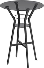 YATINEY Bar Table, 2-Tier Round High Top Table, Pub Table, Home Bar Counter Height, Bistro Tables, for Kitchen, Living Room, Meeting Room, Pub, Transparent and Black BT03BK