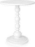 Funecy Metal Small End Table,Vintage Matte Black Round Side Table Nightstand for Bedside or Sofa,Small Accent Pedestal Table for Living Room Corners Bedroom Patio and bar (Light White)