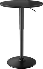 Furmax Bistro Pub Table Height Adjustable Round Bar Table 27.4-36 Inches, 360°Swivel Cocktail Table for Dining Room, Party, Café (1, Black)