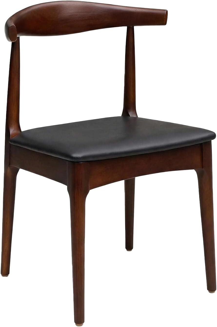 Solid Wood Dining Chairs - Mid Century Modern Wishbone Design with Elegant Leather Upholstery, Walnut-Colored sillas de comedor for Homes, Kitchens, Meeting Rooms, Restaurants, cafes Studies
