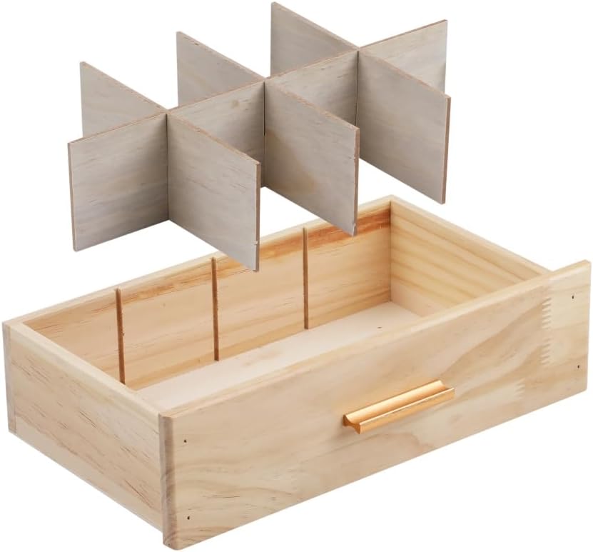 Tea Organizers with Drawer Wooden Tea Box | Teabag Holder with 4 Cotton Woven Coasters，Wooden Storage Box with Drawer