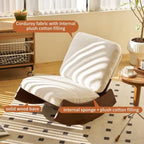 Modern Rocking Chair Recliner, Upholstered Glider Chair with Solid Wood Base and Soft Cushion, Mid-Century Accent Rocking Chairs for Living Room, Bedroom, Nursery (White)