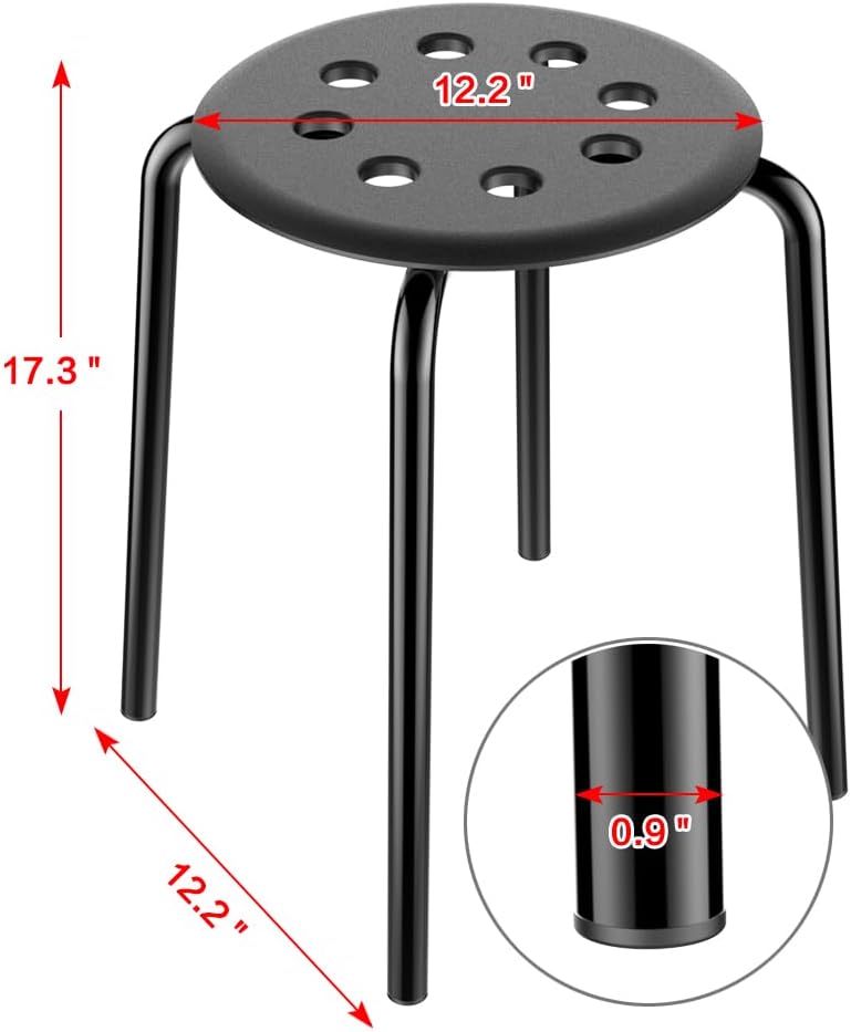 Yaheetech Portable Plastic Stack Stools Flexible Backless Seating 17.3inches Height Black Pack of 5