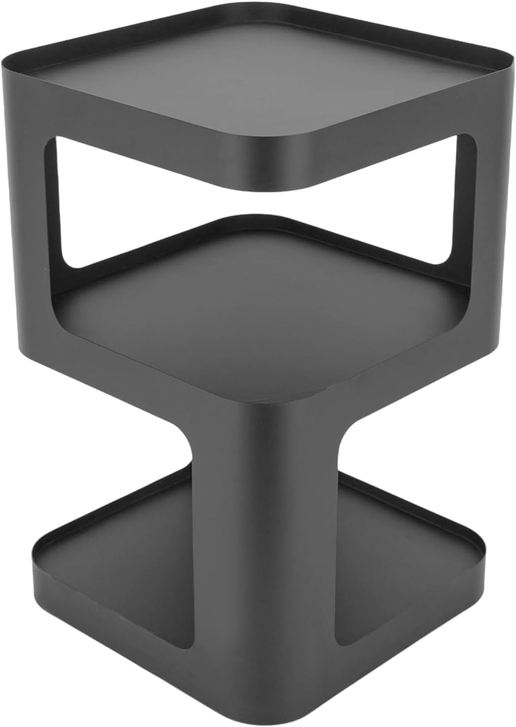 3 Tier Side Table, Black Carbon Steel End Table, Freestanding Modern Bedside Table for Living Room, Bedroom, Office, Sofa Side and Small Spaces